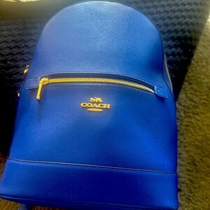 Blue leather coach bookbag